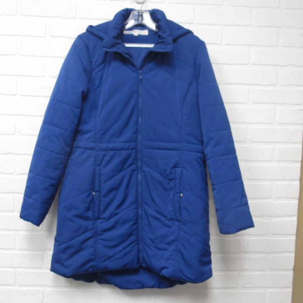 Cleo Royal Blue Quilted Warm 3/4 length Hood Super Warm Parka